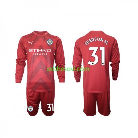 Manchester City Ederson M 31 Golmanski Domaći Dječji Komplet Dresovi za Nogomet 2022-2023 Dugim Rukavima (+ kratke hlače)